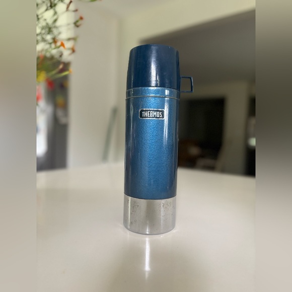 Vintage Thermos Navy and Silver Insulated Bottle - Picture 3 of 14
